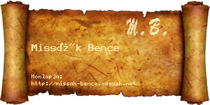 Missák Bence névjegykártya